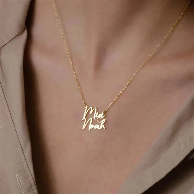 Lumière Entwined Double Name Pendant and Necklace
