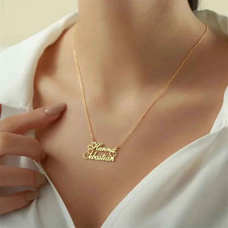 Lumière Entwined Double Name Pendant and Necklace