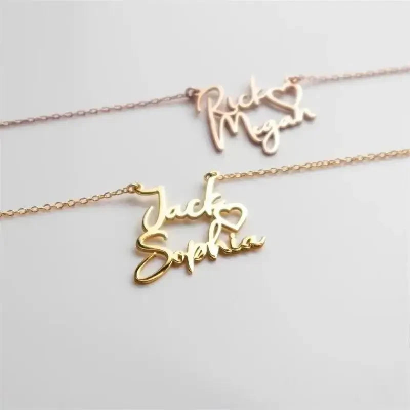 Lumière Entwined Double Name Pendant and Necklace