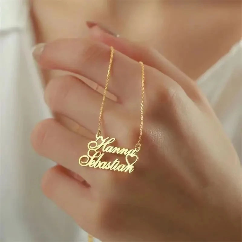 Lumière Entwined Double Name Pendant and Necklace